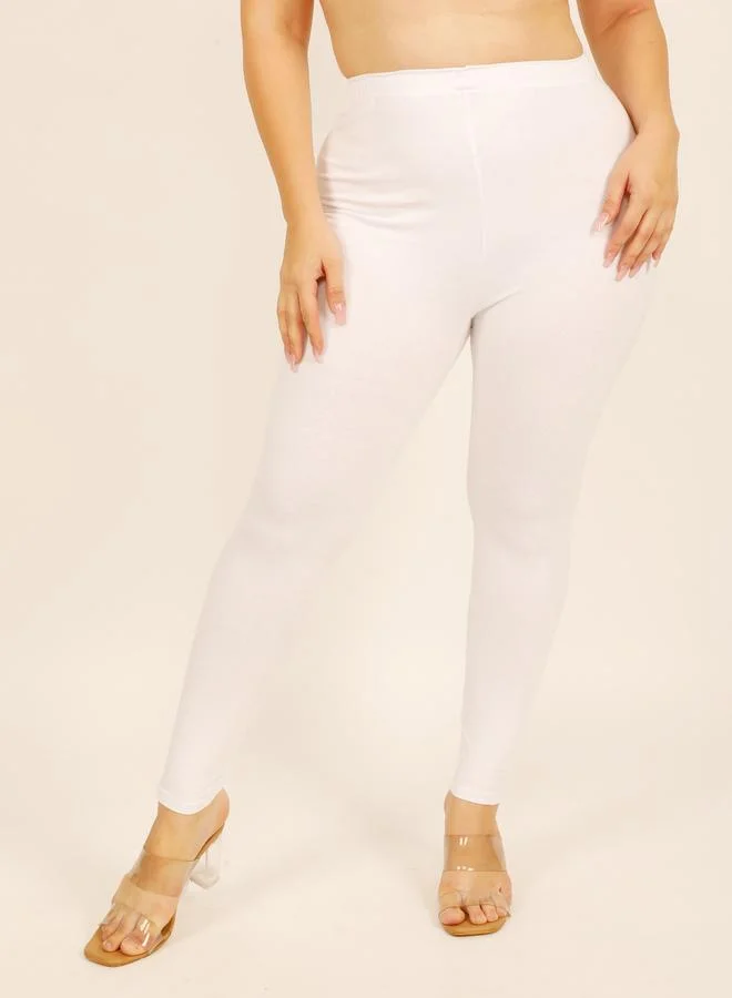 Take Two Women White Solid Cotton Leggings By Dunberry London